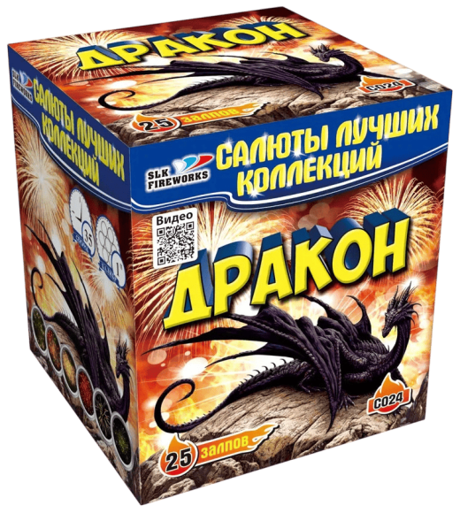 Фейерверк салют «Дракон» 25 залпов, 1" калибр
