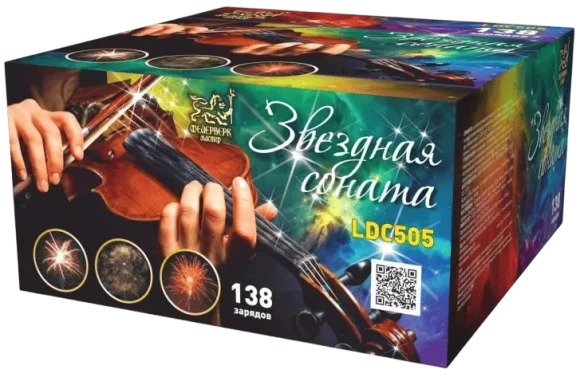 Фейерверк салют «Звёздная соната» 138 залпов, 1.25" калибр Фейерверк салют «Звёздная соната» 138 залпов, 1.25" калибр